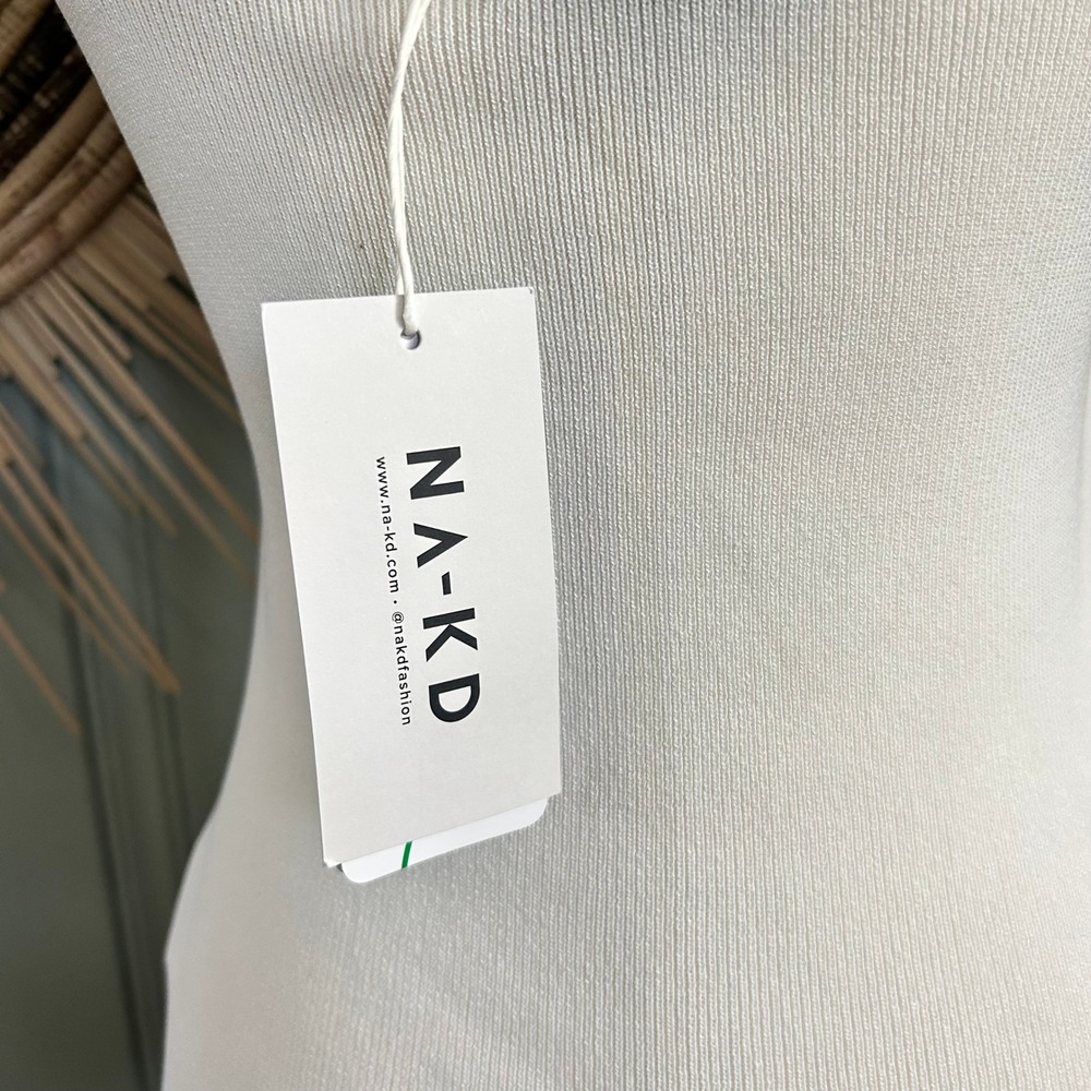 NWT NA-KD Off White Halter Neck Bandeau Top Ribbed Knit Size M - Picture 11 of 12
